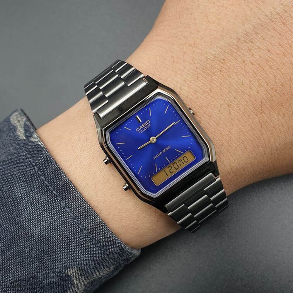 WW1829 Casio Vintage Dual Time Chain Watch AQ-230GG-2ADF