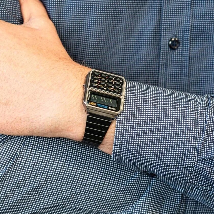 WW2945 Casio Vintage Calculator Chain Watch CA-500WEGG-1BDF