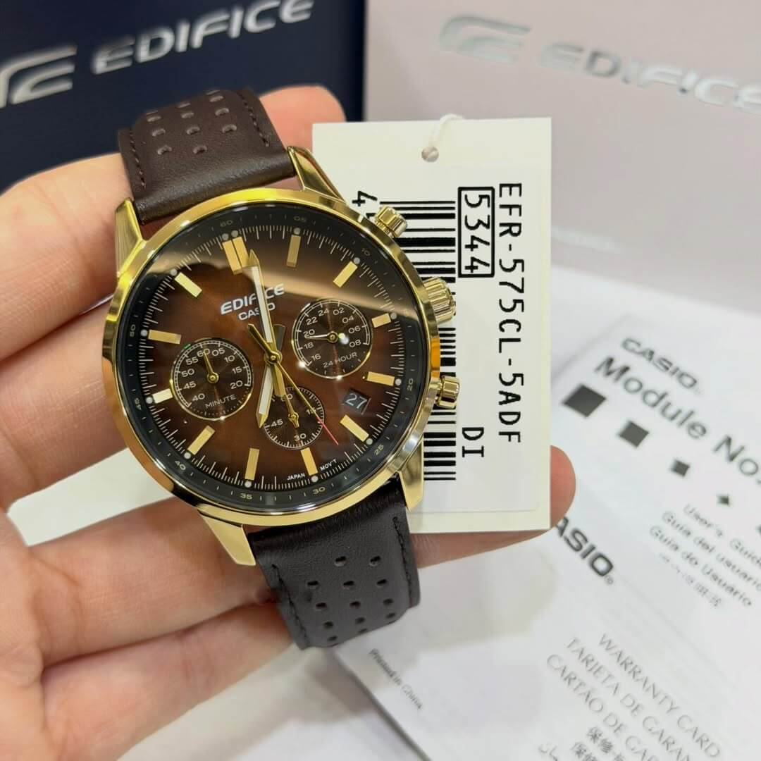 WW3174 Casio Edifice Chronograph Leather Belt Watch EFR-575CL-5ADF