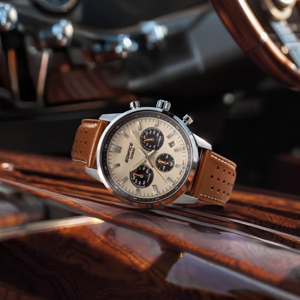 WW3178 Casio Edifice Chronograph Leather Belt Watch EFR-575L-7ADF