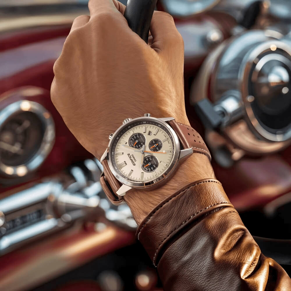 WW3178 Casio Edifice Chronograph Leather Belt Watch EFR-575L-7ADF