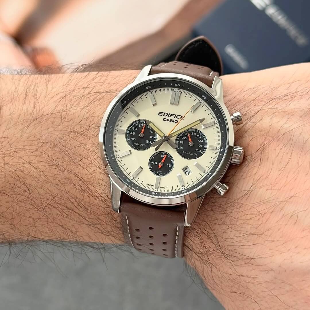 WW3178 Casio Edifice Chronograph Leather Belt Watch EFR-575L-7ADF