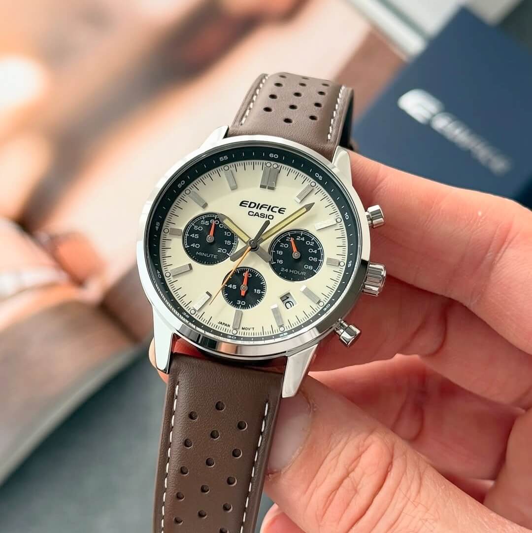 WW3178 Casio Edifice Chronograph Leather Belt Watch EFR-575L-7ADF