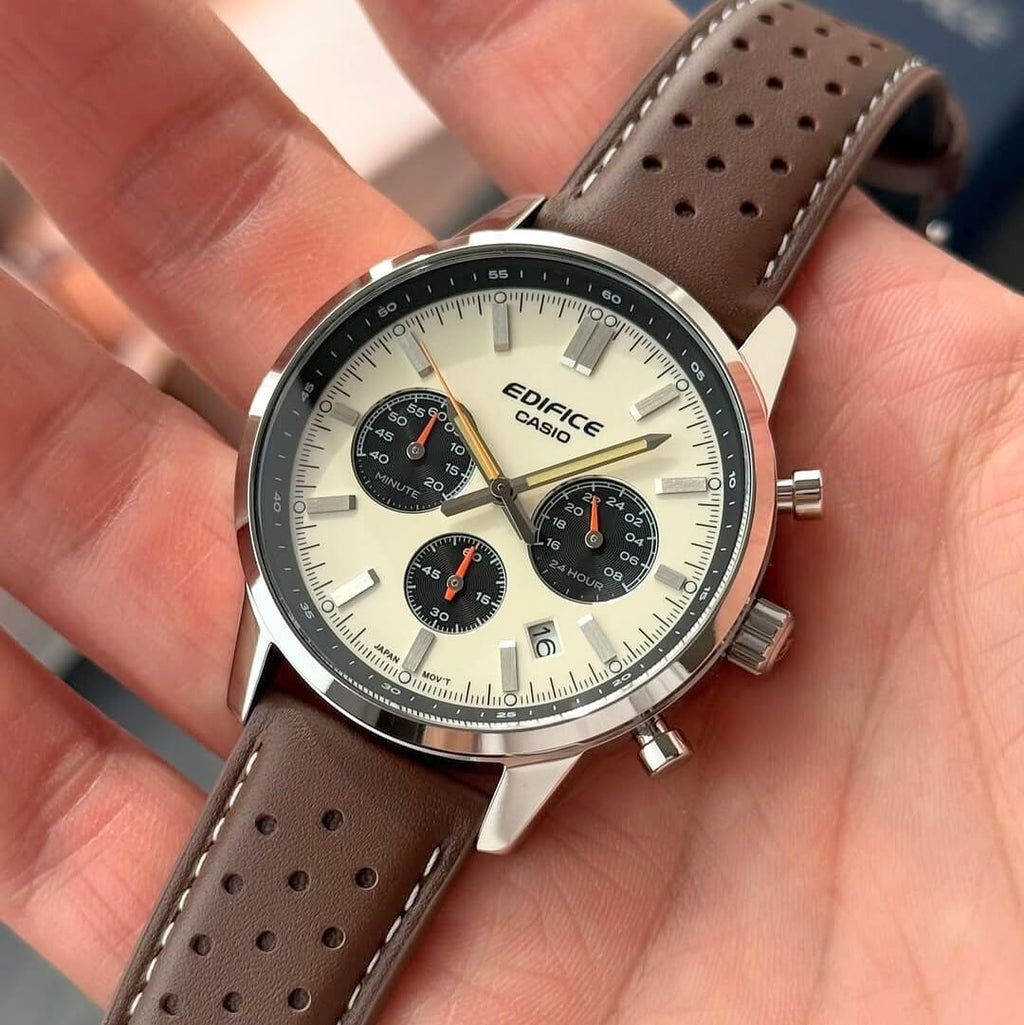 WW3178 Casio Edifice Chronograph Leather Belt Watch EFR-575L-7ADF