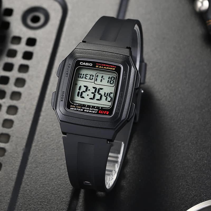 WW0491 Casio Youth Dual Time Digital Resin Belt Watch F-201WA-1ADF