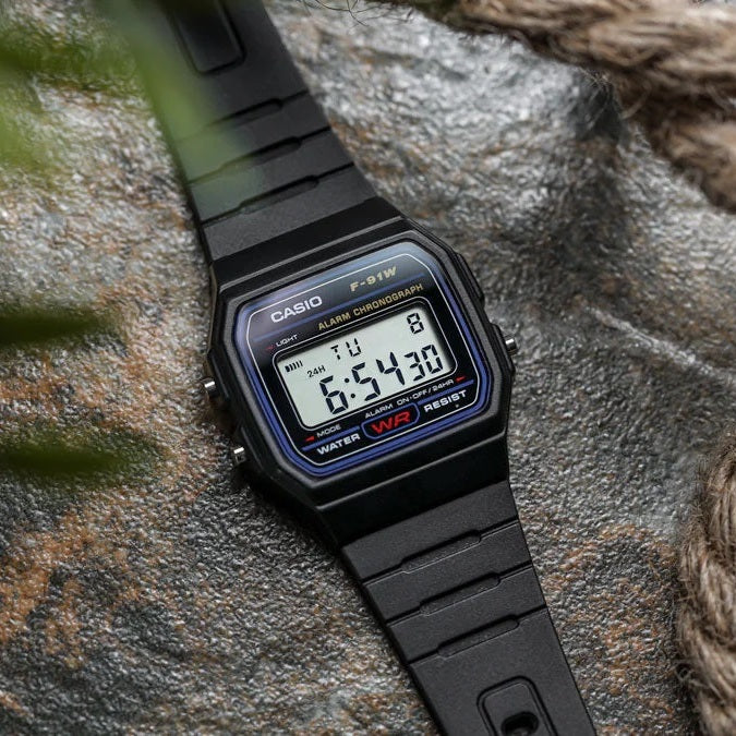 WW0490 Casio Vintage Digital Resin Belt Watch F-91W-1DG