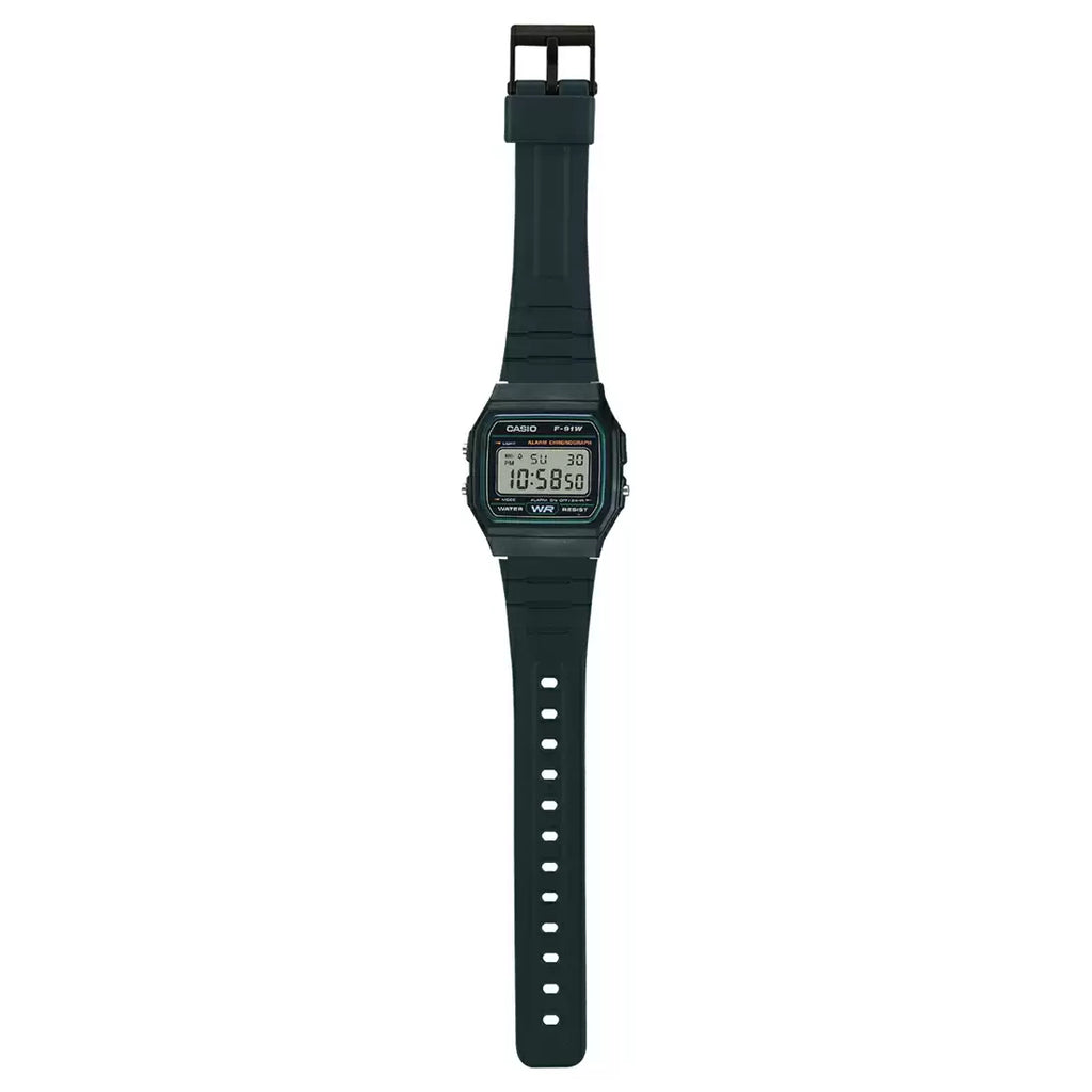 WW1404 Casio Vintage Digital Resin Belt Watch F-91W-3DG
