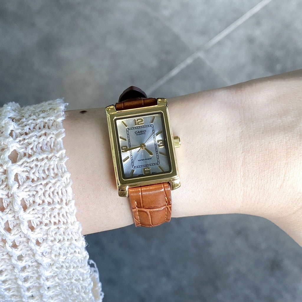 WW2909 Casio Standard Ladies Leather Belt Watch LTP-1234GLL-7ADF