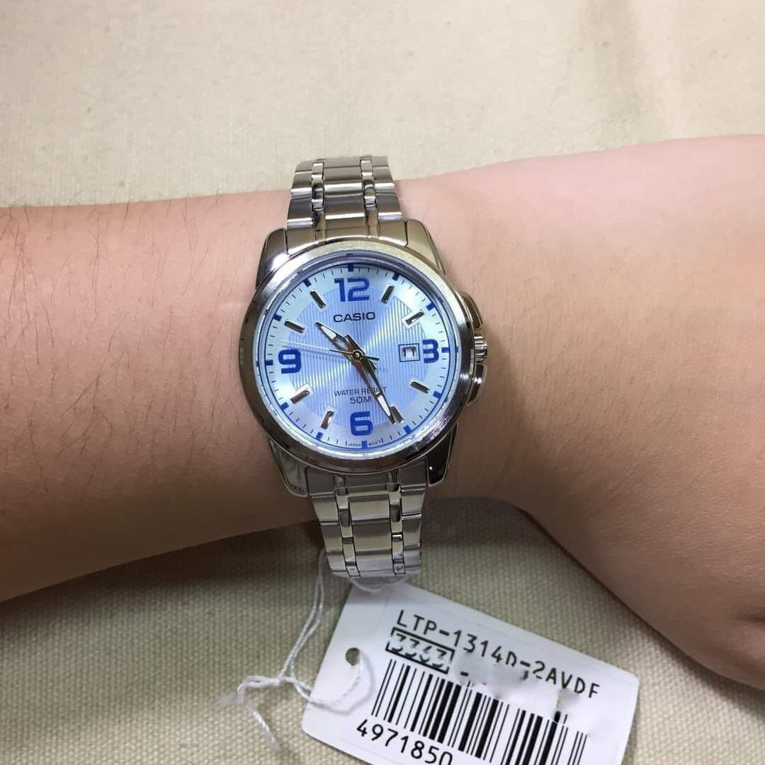 WW0358 Casio Enticer Date Silver Ladies Chain Watch LTP-1314D-2AVDF