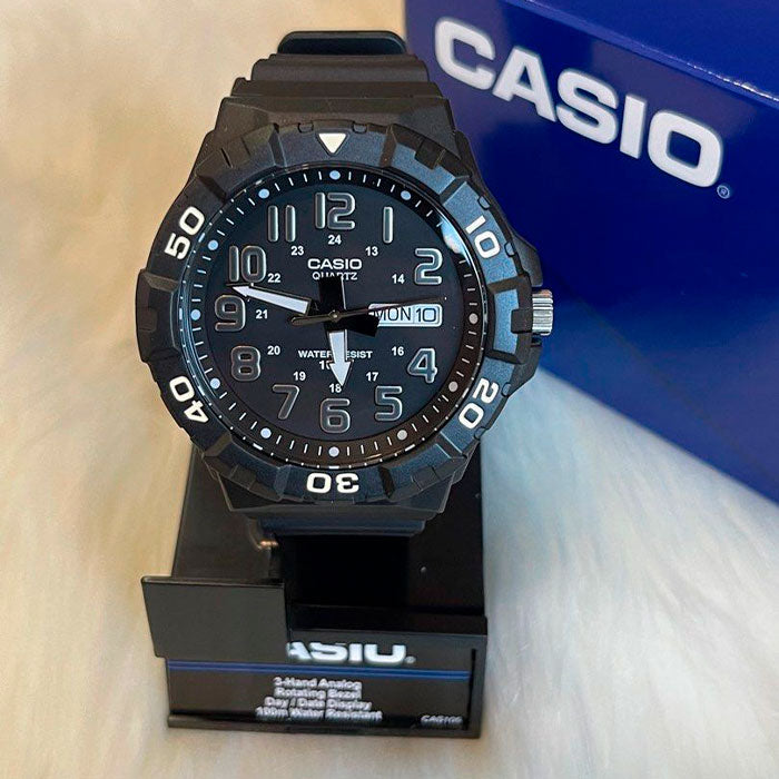 WW2469 Casio Youth Day Date Resin Belt Watch MRW-210H-1AVDF