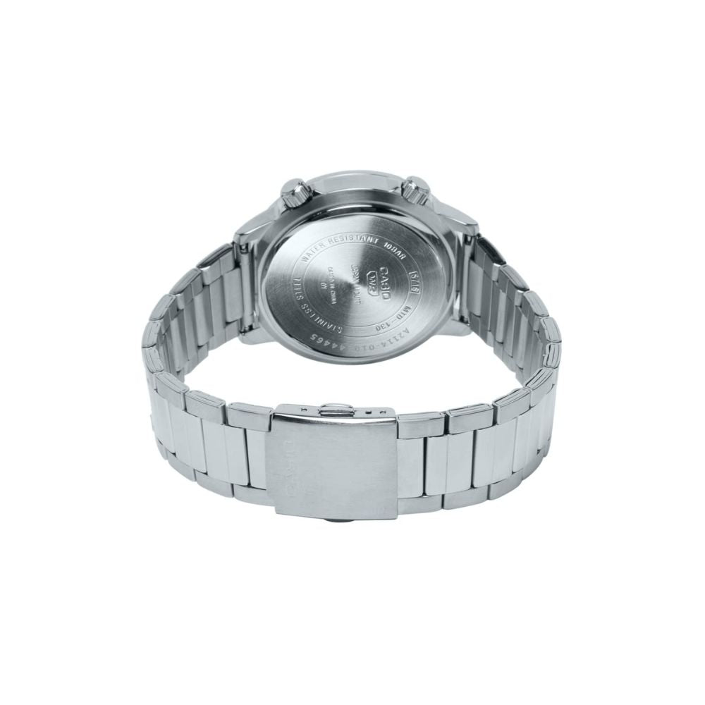 WW2561 Casio Standard Day Date Stainless Steel Chain Watch MTD-130D-7AVDF