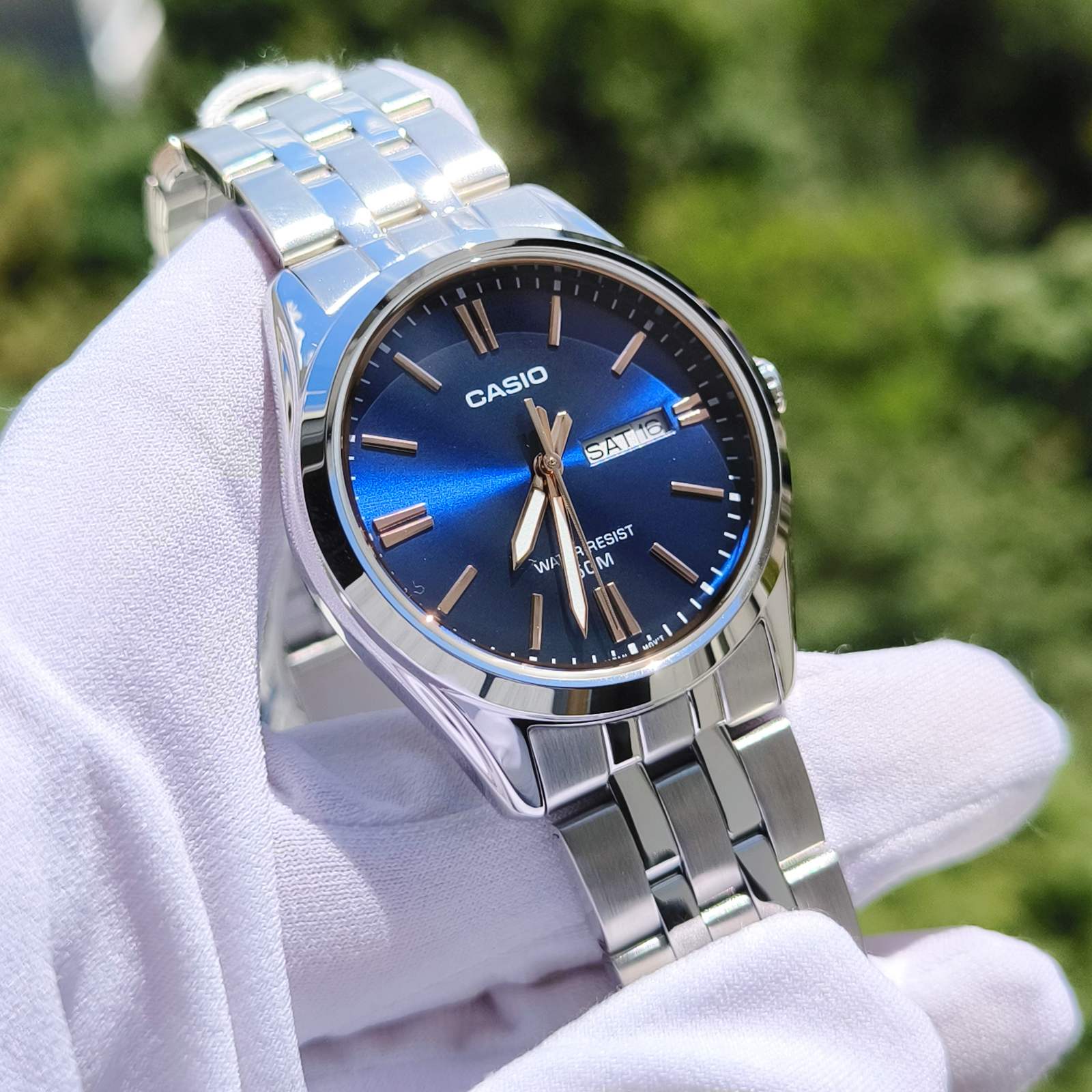 WW1081 Casio Enticer Day Date Chain Watch MTP-1335D-2A2VDF