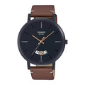 WW2646 Casio Enticer Date Leather Belt Watch MTP-B100BL-1EVDF