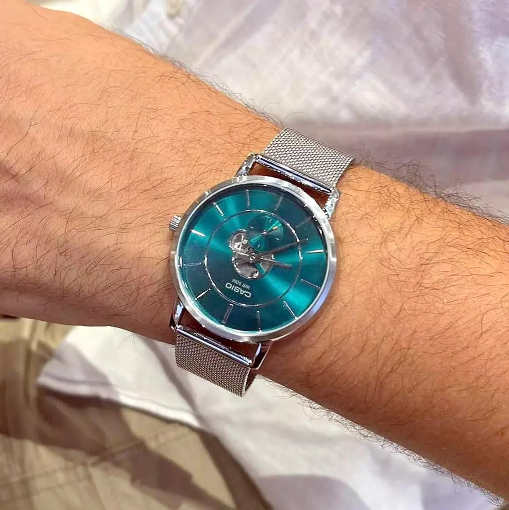 WW2974 Casio Enticer Side Second Mesh Chain Watch MTP-B130M-3AVDF