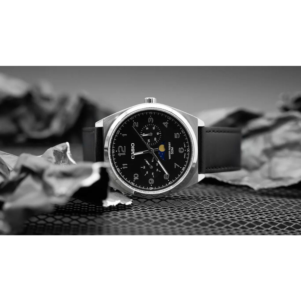 WW2635 Casio Standard Moon Phase Day Date Chain Watch MTP-M300L-1AVDF