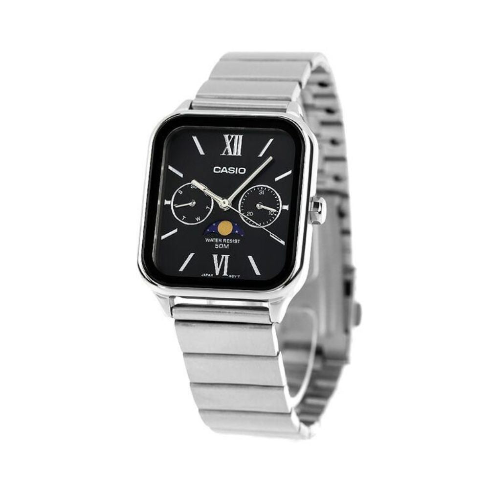 WW2881 Casio Standard Moon Phase Day Date Chain Watch MTP-M305D-1A2VDF