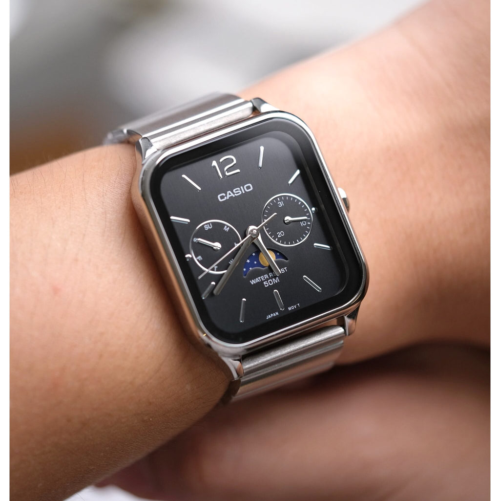 WW2101 Casio Standard Moon Phase Day Date Chain Watch MTP-M305D-1AVDF