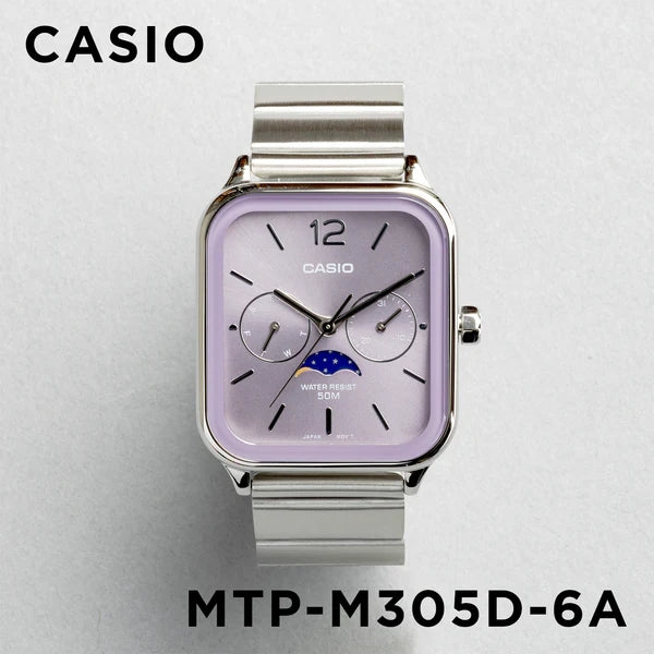 WW2883 Casio Standard Moon Phase Day Date Chain Watch MTP-M305D-6AVDF