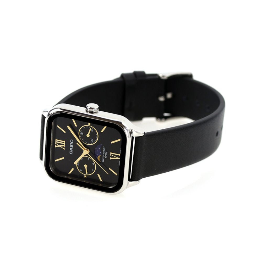 WW2886 Casio Standard Moon Phase Day Date Leather Belt Watch MTP-M305L-1A2VDF