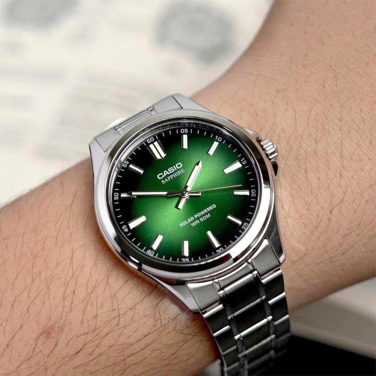 WW3192 Casio Standard Sapphire Solar Powered Chain Watch MTS-RS100D-3AVDF