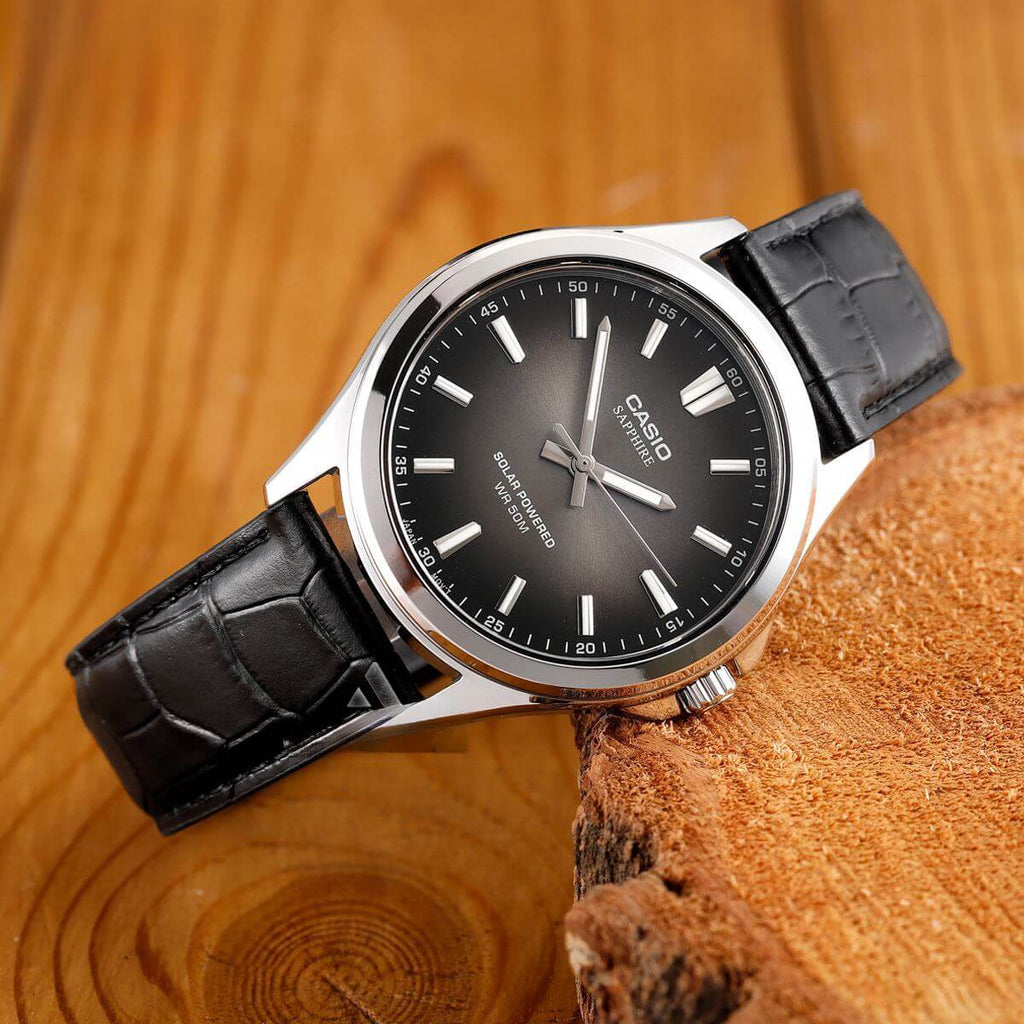 WW3194 Casio Standard Sapphire Solar Powered Leather Belt Watch MTS-RS100L-1AVDF