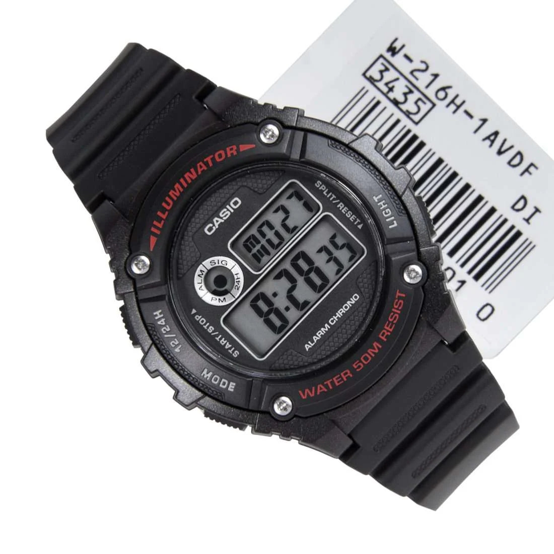 WW2732 Casio Youth Illuminator Digital Resin Belt Watch W-216H-1AVDF