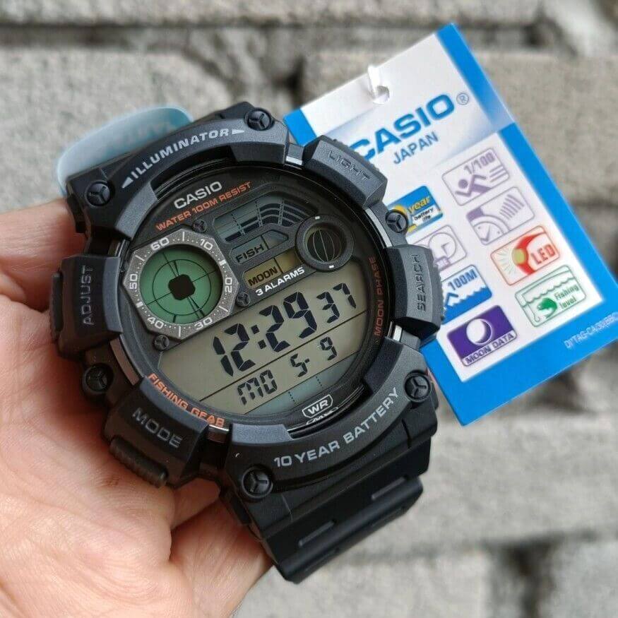 WW2947 Casio Standard Moon Phase Digital Resin Belt Watch WS-1500H-1AVDF
