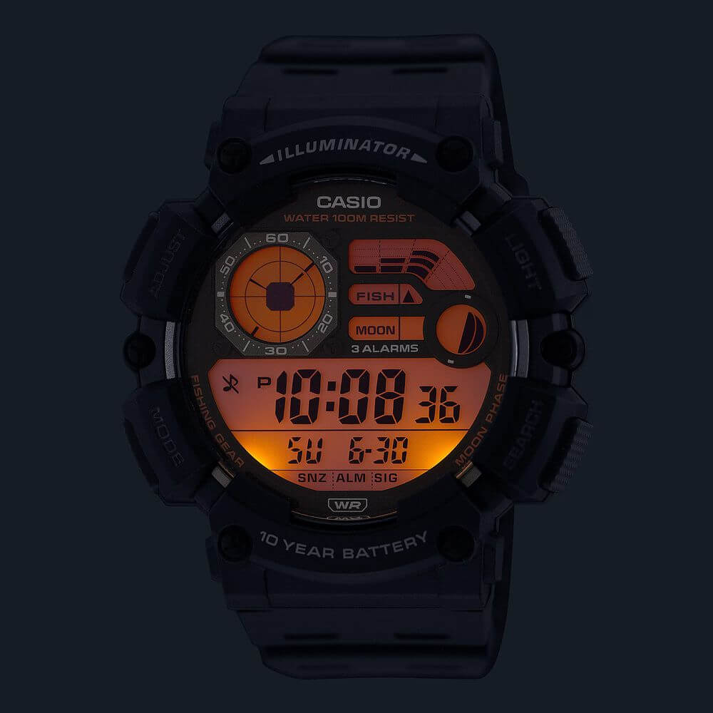 WW2947 Casio Standard Moon Phase Digital Resin Belt Watch WS-1500H-1AVDF