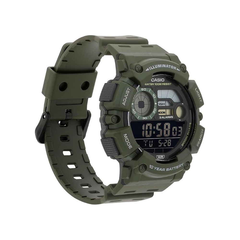 WW2949 Casio Standard Moon Phase Digital Resin Belt Watch WS-1500H-3BVDF