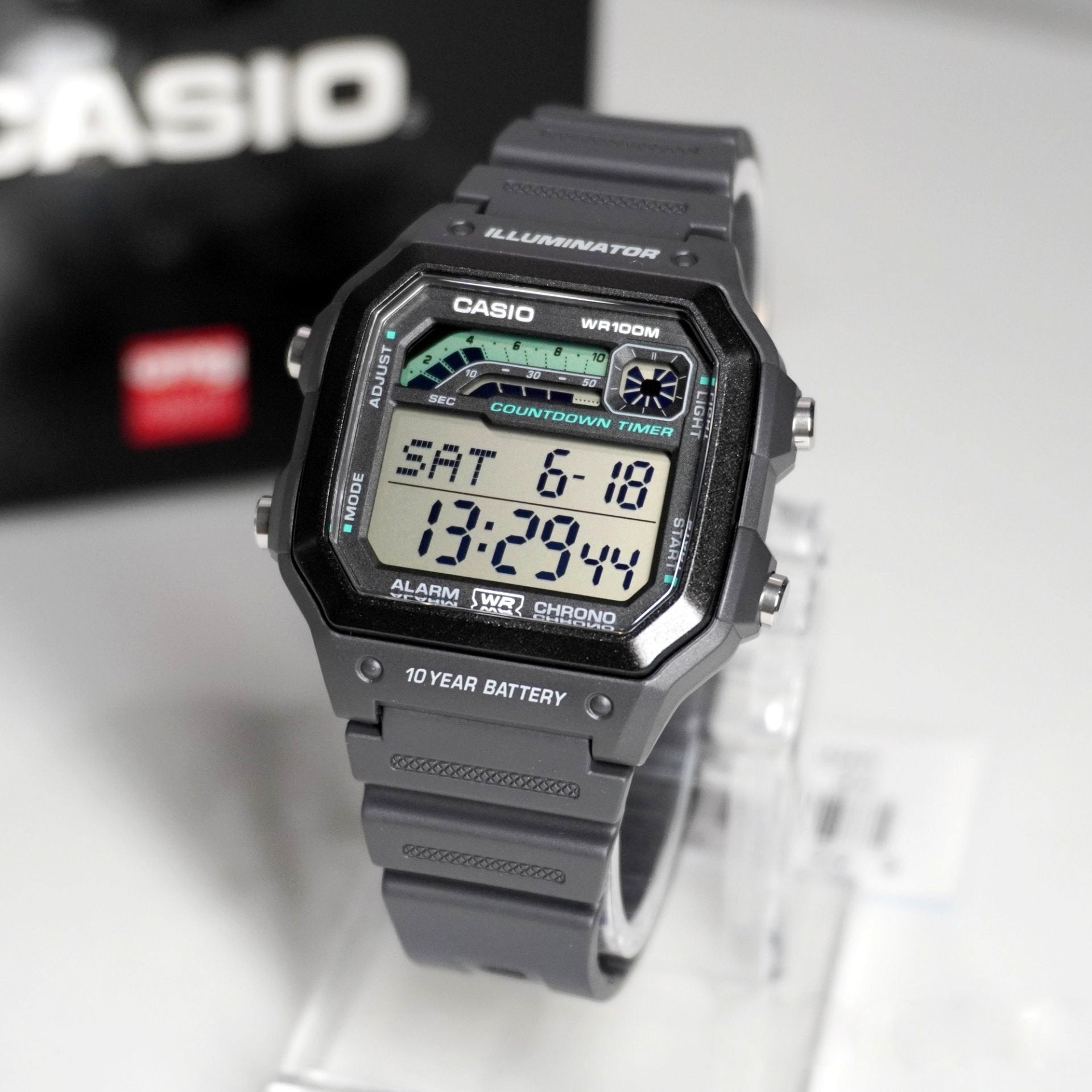 WW0384 Casio Standard Illuminator Digital Resin Belt Watch WS-1600H-8AVDF