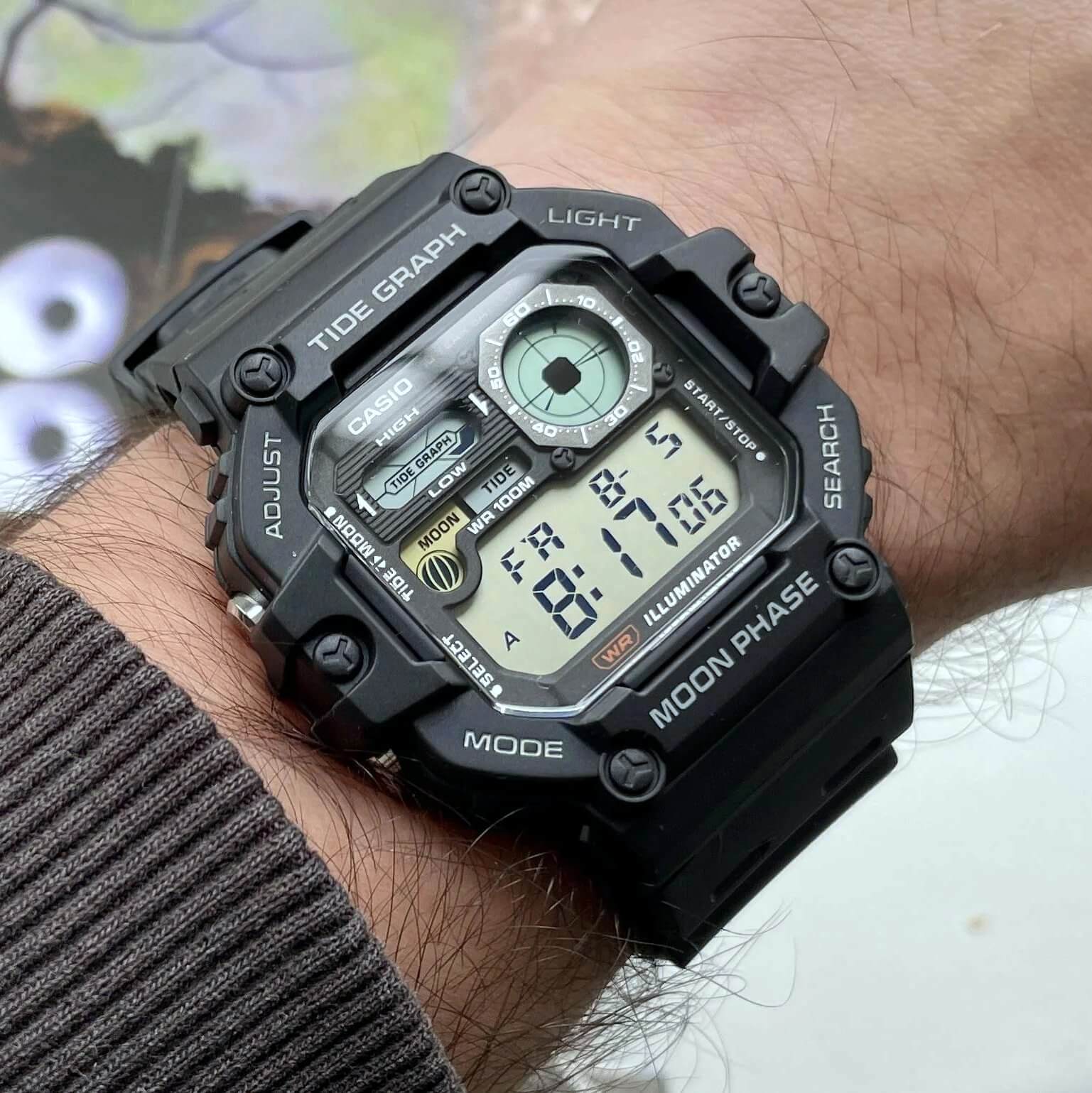WW2919 Casio Standard Moon Phase Digital Resin Belt Watch WS-1700H-1AVDF