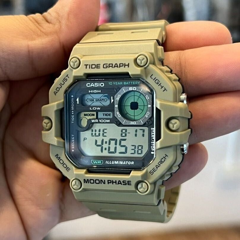 WW2920 Casio Standard Moon Phase Digital Resin Belt Watch WS-1700H-5AVDF