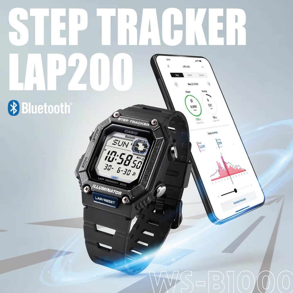 WW2938 Casio Standard Step Tracker Bluetooth Resin Belt Watch WS-B1000-1AVDF