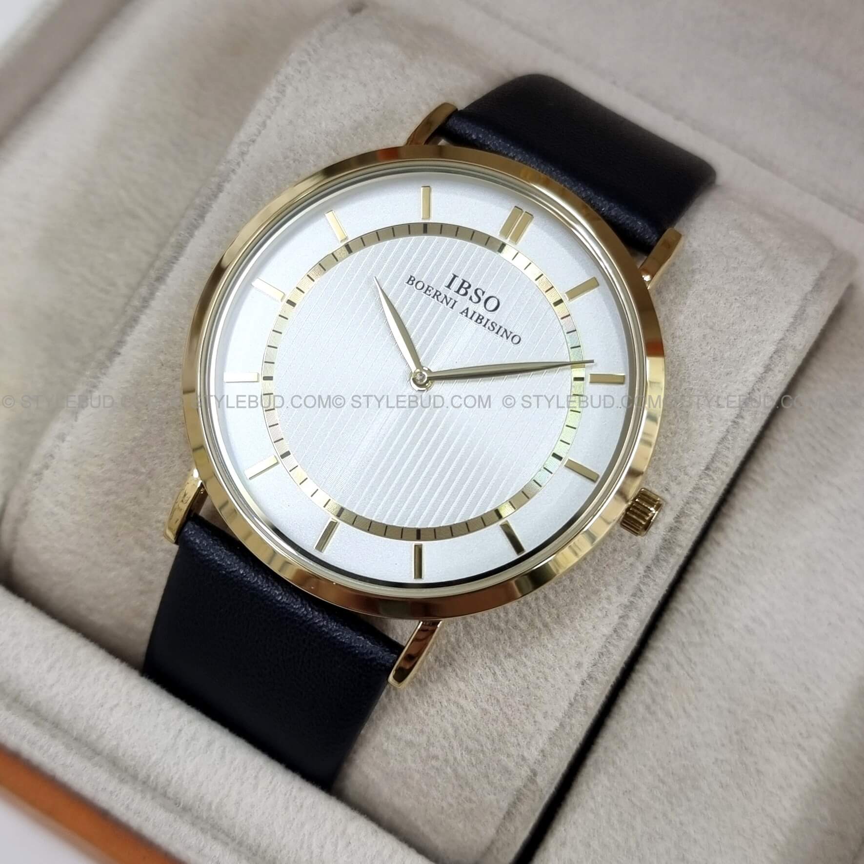 IBSO B2246G Golden Body White Dial Black Belt Watch