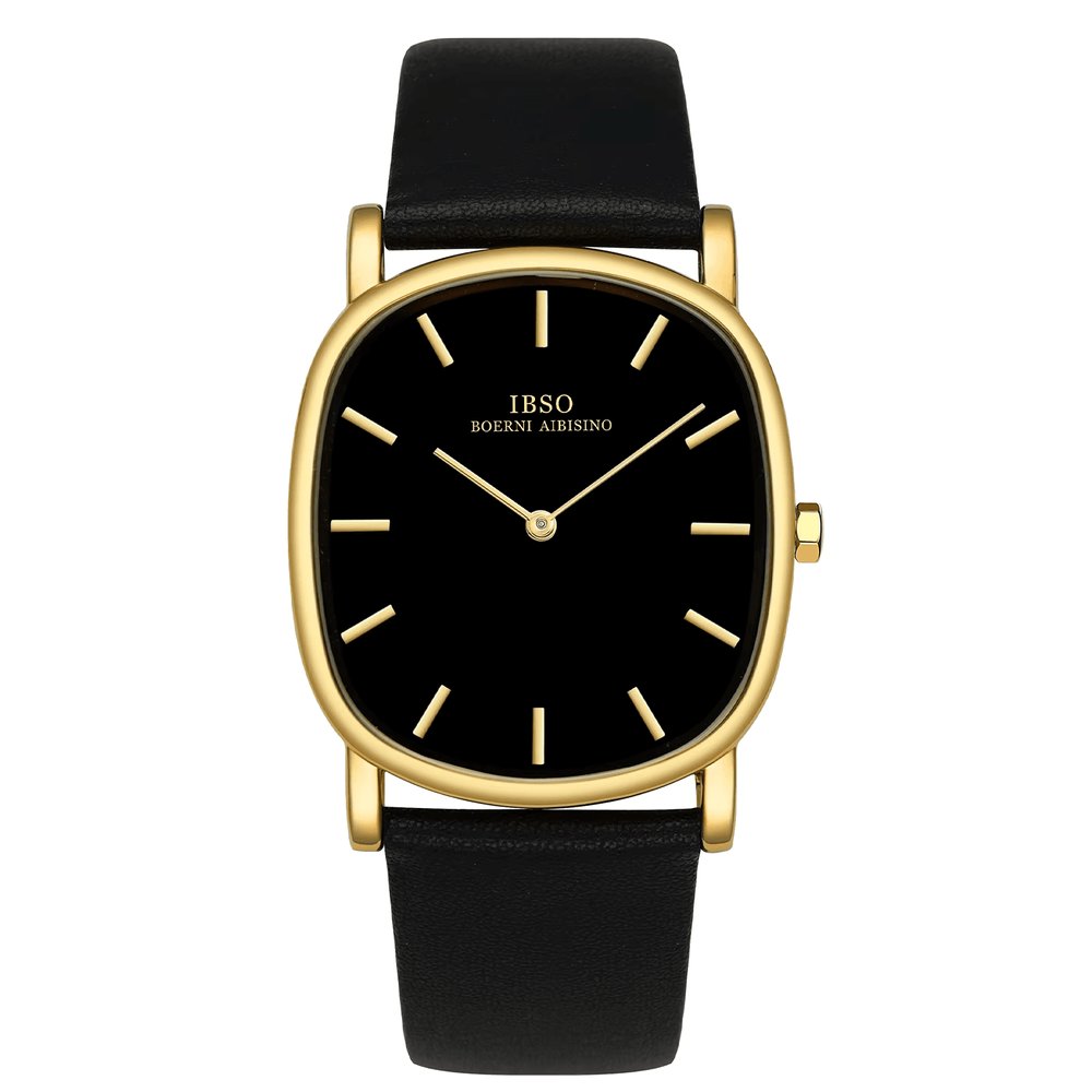 IBSO B2698G Golden Body Black Dial Black Belt Watch