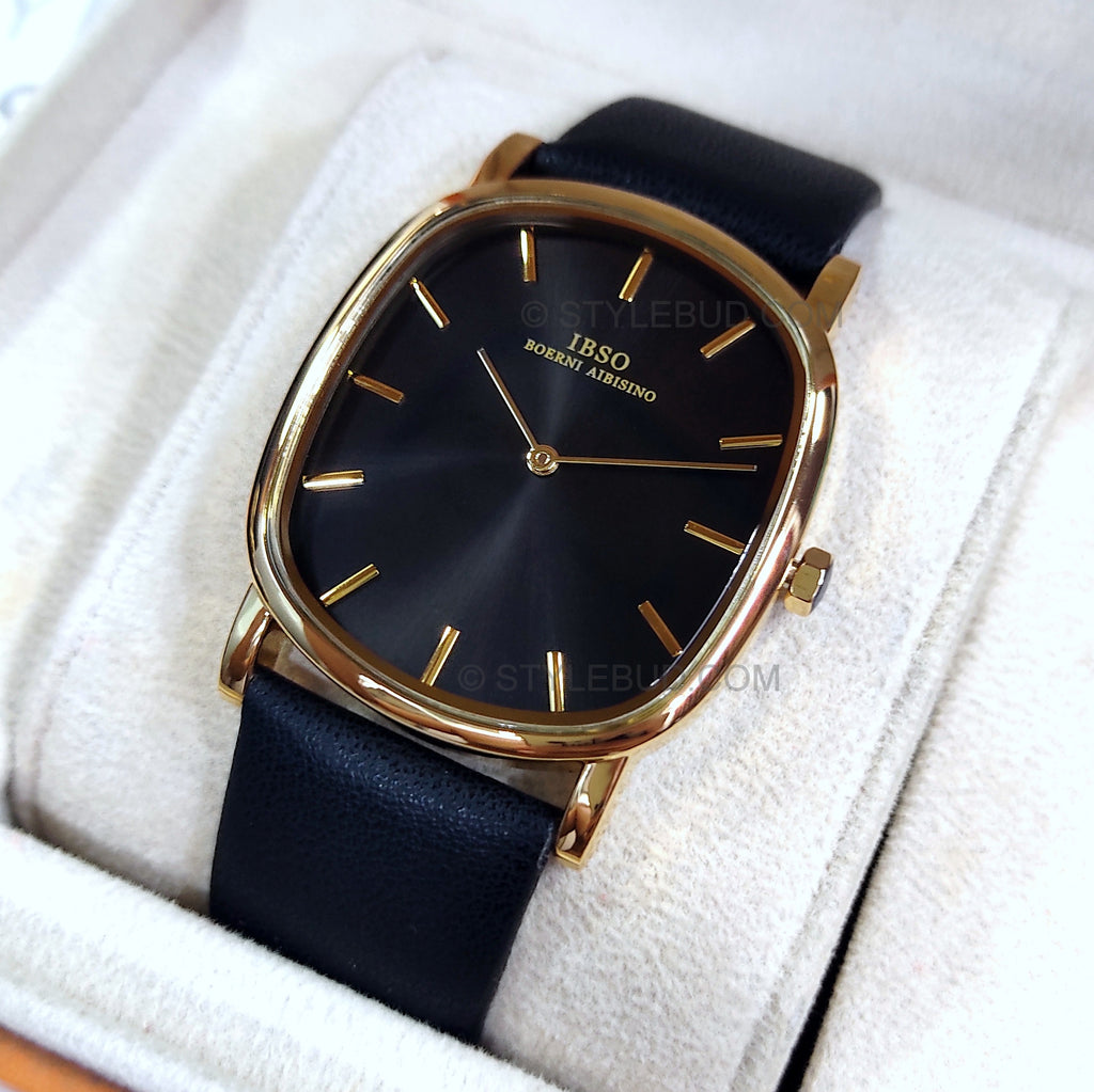 IBSO B2698G Golden Body Black Dial Black Belt Watch
