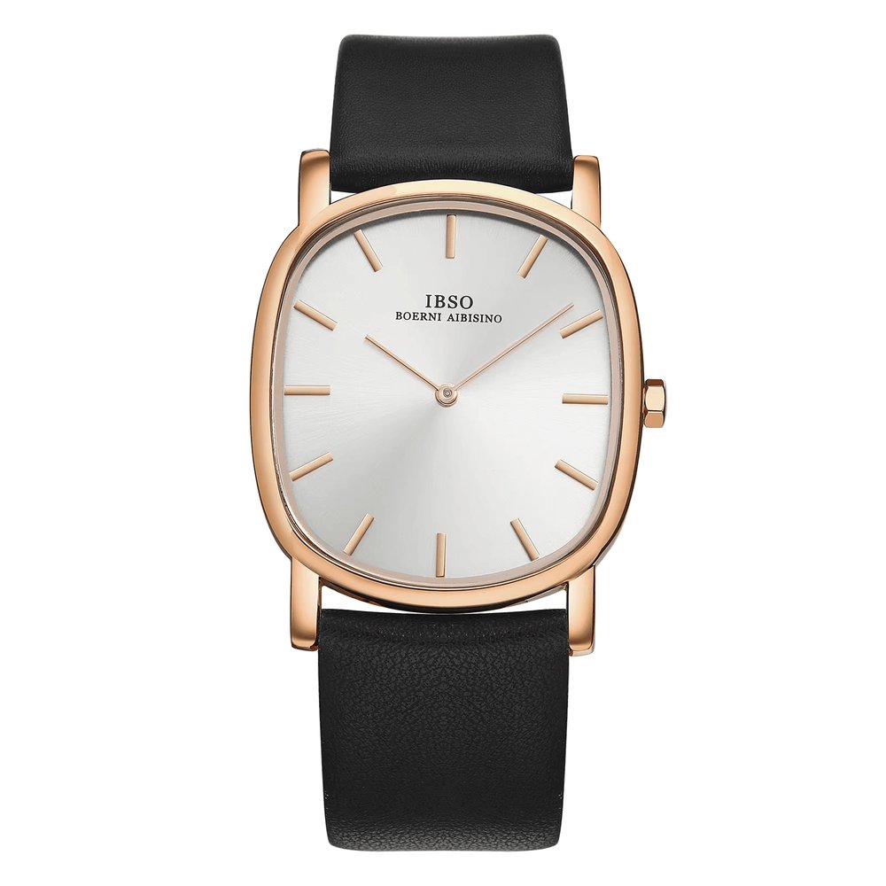 IBSO B2698G Rose Gold Body Silver Dial Black Belt Watch – STYLEBUD.COM
