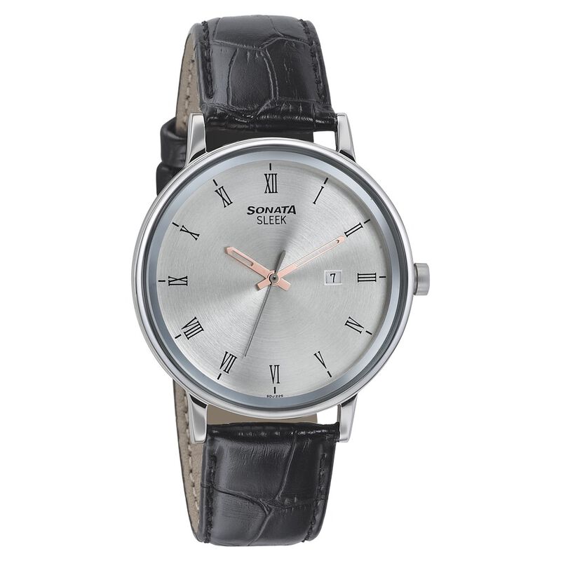 WW2453 Sonata Sleek Date Leather Belt Watch 7131SL01
