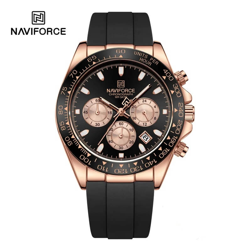 WW2915 Naviforce NF8054 Rose Gold Black Black Watch