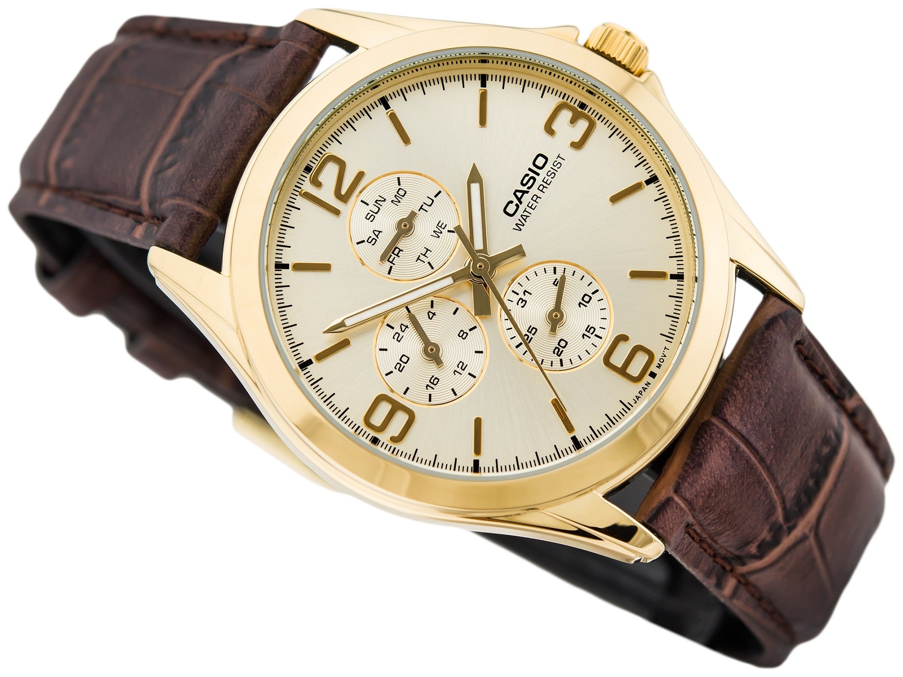 WW0025 Casio Enticer Multifunction Golden Belt Watch MTP-V301GL-9AUDF