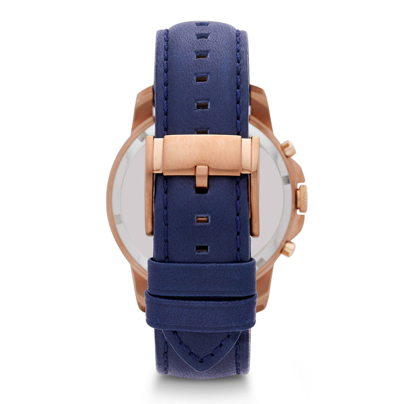 WW0070 Fossil Grant Chronograph Navy Leather Belt Watch FS4835
