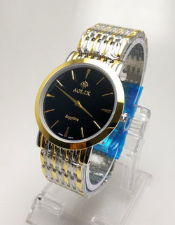 WW2178 Aolix Classic Slim Stainless Steel Two Tone Chain Watch AL9039G