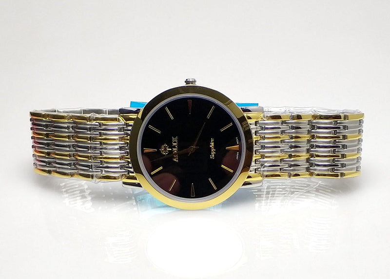 WW2178 Aolix Classic Slim Stainless Steel Two Tone Chain Watch AL9039G