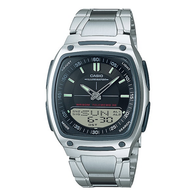 WW0143 Casio Analog Digital Silver Chain Watch AW-81D-1AVDF