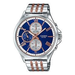 WW1095 Casio Enticer Multifunction Stainless Steel Chain Watch MTP-E316RG-2AV