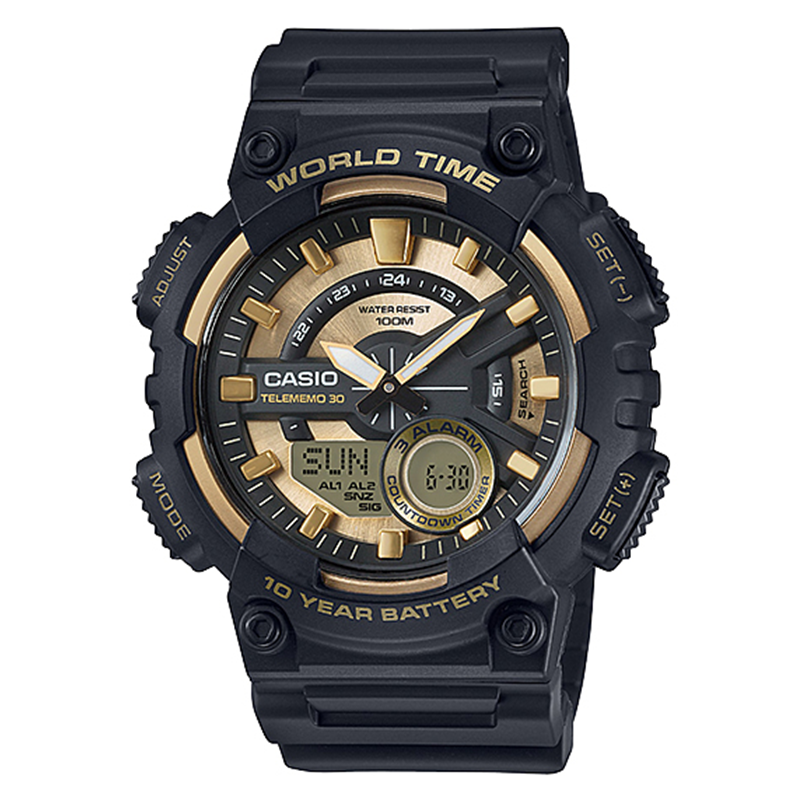 WW1306 Casio Youth Dual Time Resin Belt Watch AEQ-110BW-9AVDF
