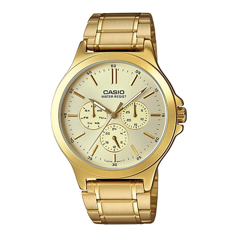 WW0157 Casio Enticer Multifunction Golden Chain Watch MTP-V300G-9AUDF
