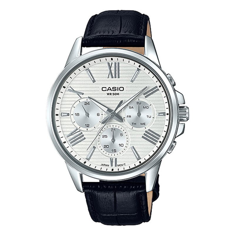 WW0352 Casio Enticer Multifunction Leather Belt Watch MTP-EX300L-7AV