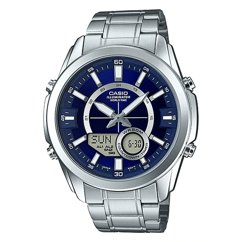 WW1143 Casio Enticer Analog Digital Multifunction Chain Watch AMW-810D-2AV
