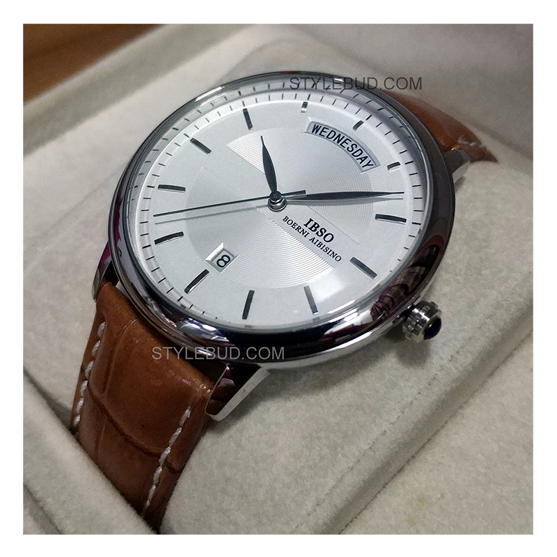WW0735 IBSO Day Date Leather Belt Watch S3978G